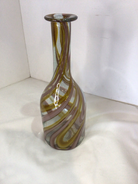 Yellow/Purple Glass Swirl Vase