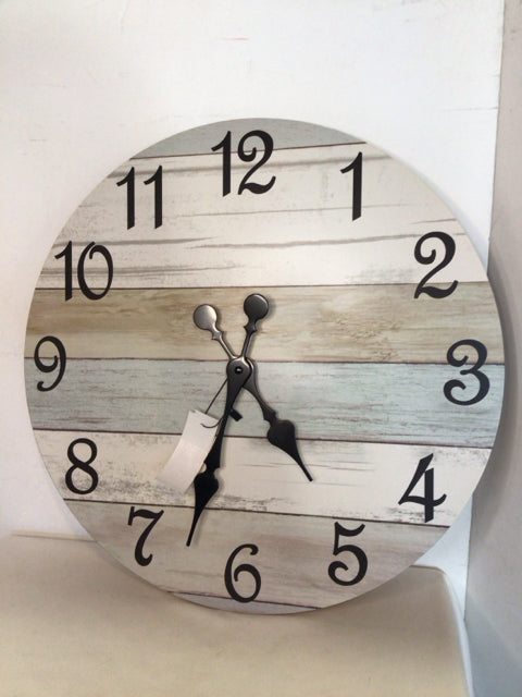 Wall Aqua/Cream Wood Battery Operated Clock
