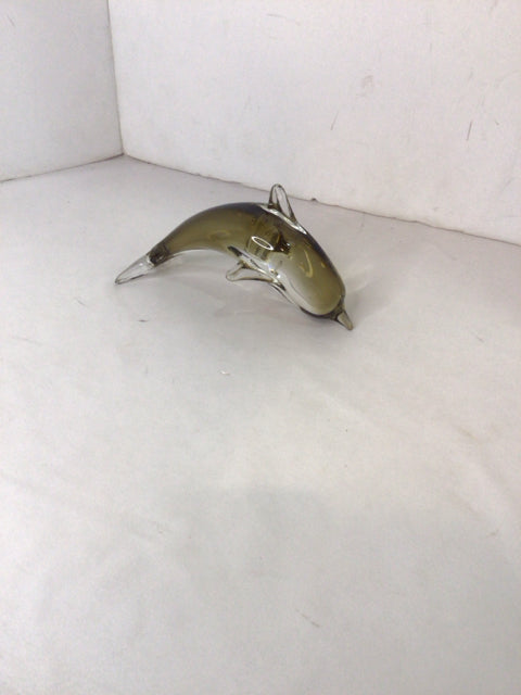 Baccarat Clear/Gray Crystal Dolphin Figurine