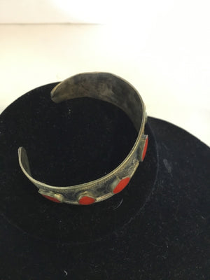 Vintage Brass Silver/Red Bracelet