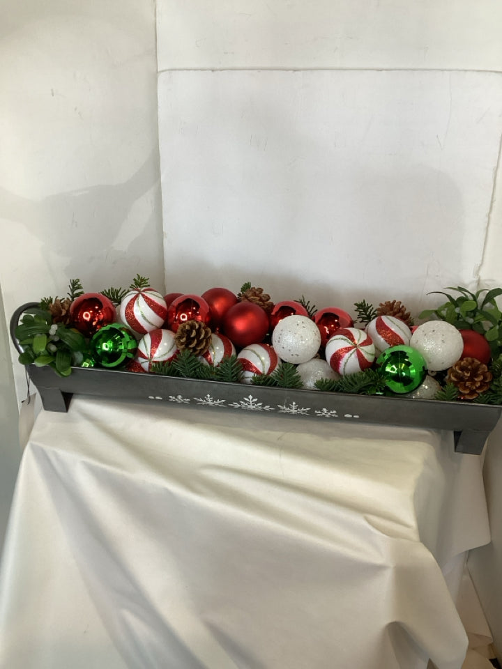 Christmas Red/Silver Table Top Tray Holiday Item
