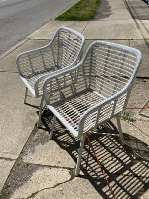 Outdoor/Outside Rattan Pair White Chair