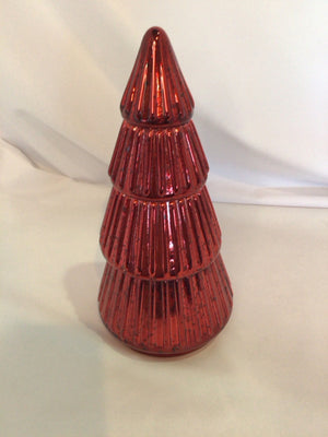 Candle Red Glass Christmas Tree 2 piece Holiday Item