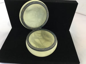 Cream/Green Alabaster Flower Trinket Box