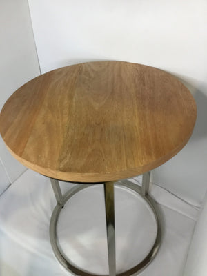 Modern Wood/Metal Round Silver/Natural Table