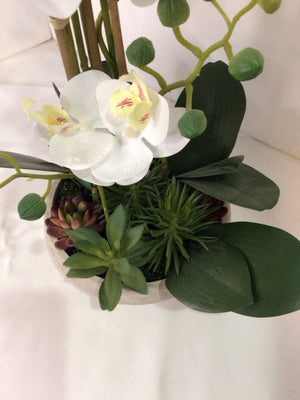 Green/White Orchids Faux Flowers