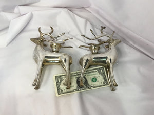 Candle Holder Silver Plated Reindeer Pair Holiday Item