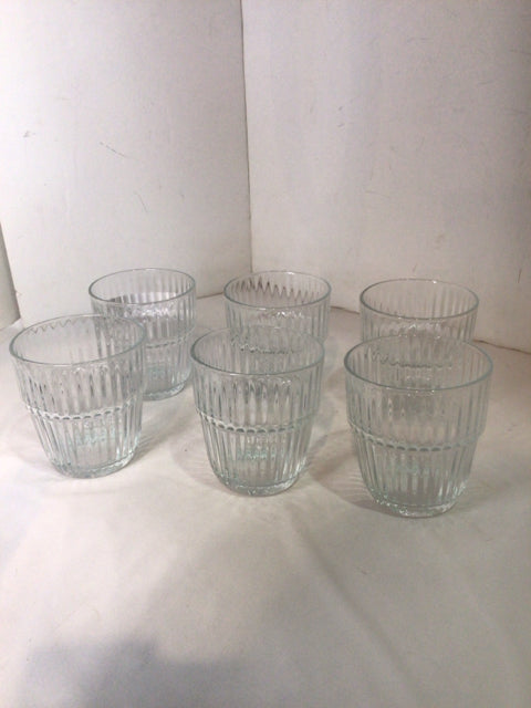 Bormiolo Set of 6 Clear Glass Ribbed Glasses