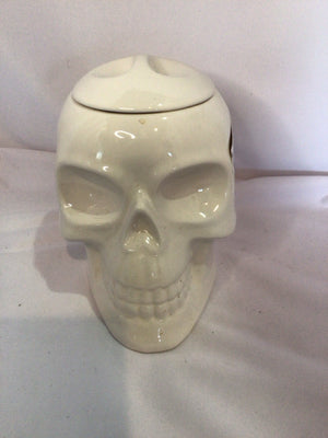 Cookie Jar White Ceramic Skull Halloween Holiday Item