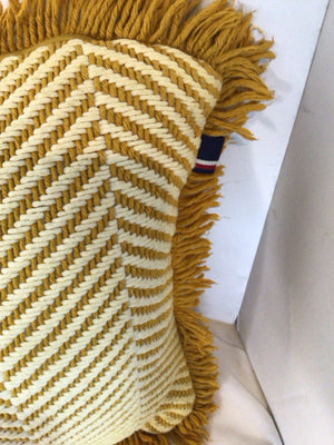 Yellow/White Herringbone Fringe Pillow
