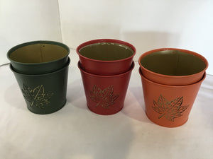 Set of 6 Multi Metal Leaf Planter