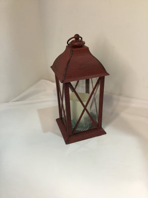 Lantern Red Metal Candle Holiday Item