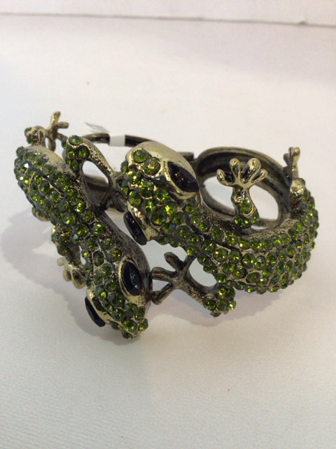 Green Lizard Rhinestone Bracelet