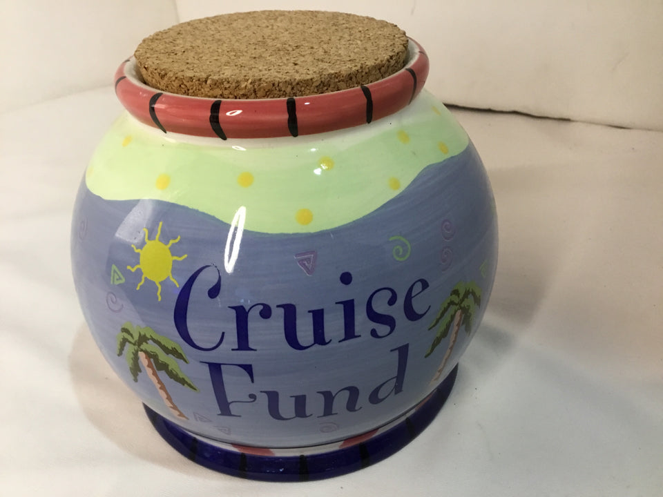 Bella Casa Blue/Multi Ceramic Bank Canister