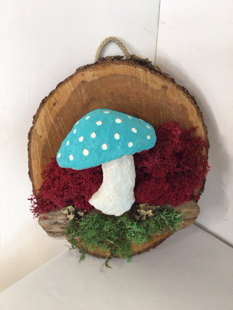 Whimsical Brown/Green Mushroom Wall Hanging Art