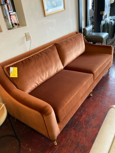 Havenly Velvet 2 Seater Rust Sectional Sofa 4HLT8B2P