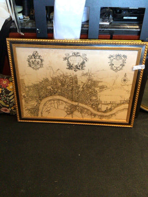 Map Gold/Black London Framed Art