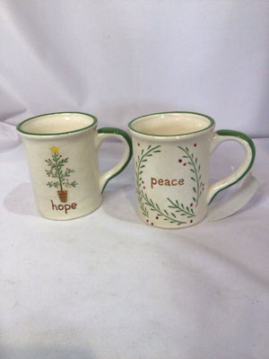 Mug Set Cream Ceramic Pair Holiday Item