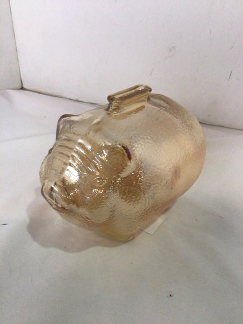 Vintage Pink Glass Pig Bank