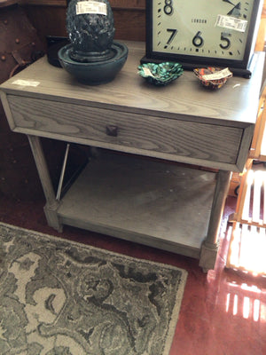 Hickory Industrial Wood/Metal Night Stand Drawer Gray Table