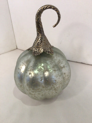 Fall Silver Glass Pumpkin Holiday Item