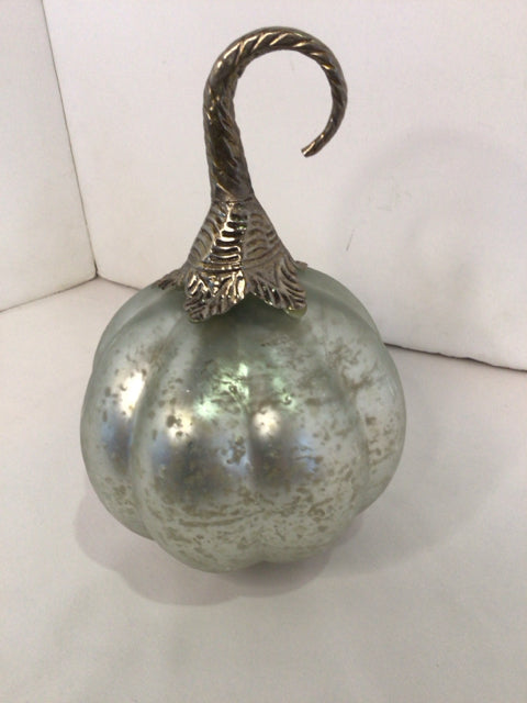 Fall Silver Glass Pumpkin Holiday Item