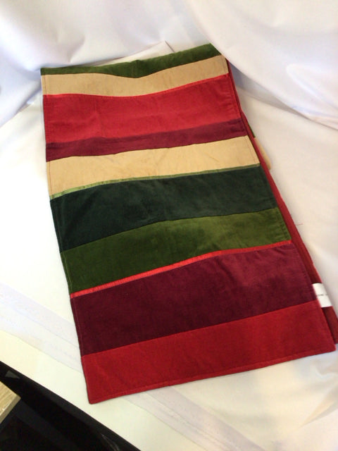 Table Runner Multi-Color Velvet Striped Holiday Item