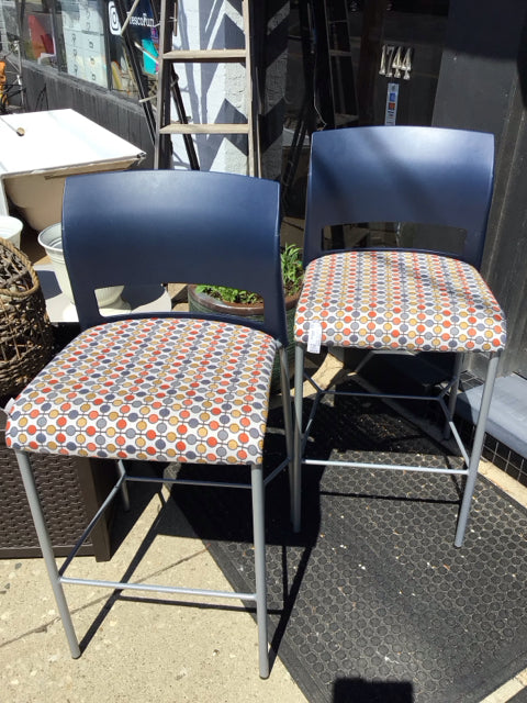 Pair Blue/Multi Barstool/Bar Stool