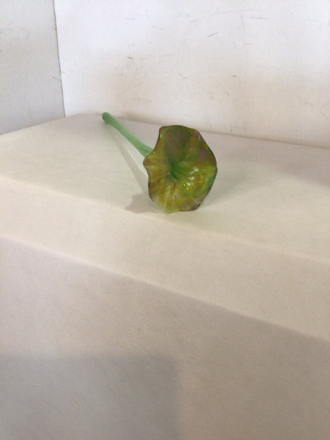 HandBlown Green/Purple Glass Flower Figurine