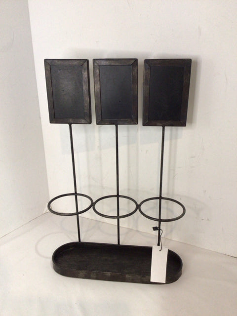 Black Metal Chalkboard Wine Holder