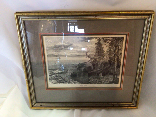 Vintage Lake Scene Framed Art