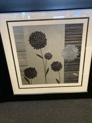 Black/Gray Floral Pair Framed Art