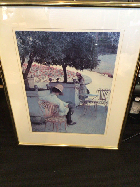 Signed Print Gray/Multi Framed Art