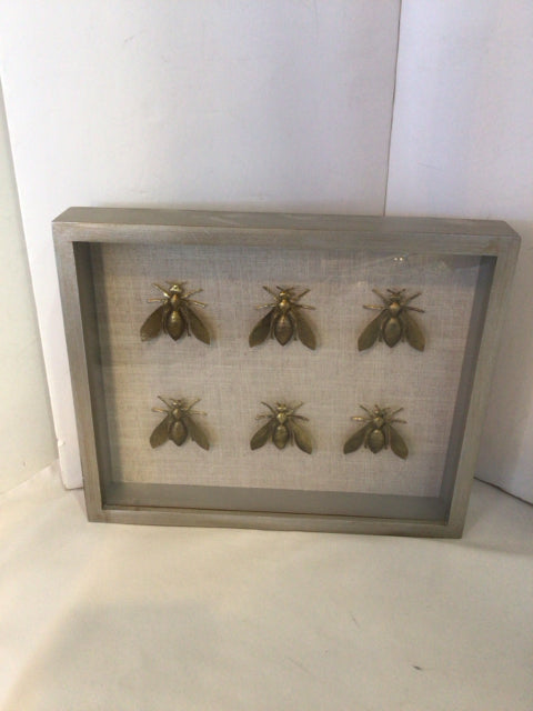 Gold/Silver Wood/Metal Bugs Shadow Box