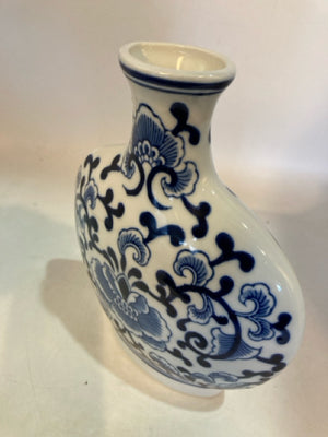 Vintage Blue/White Ceramic Floral Vase