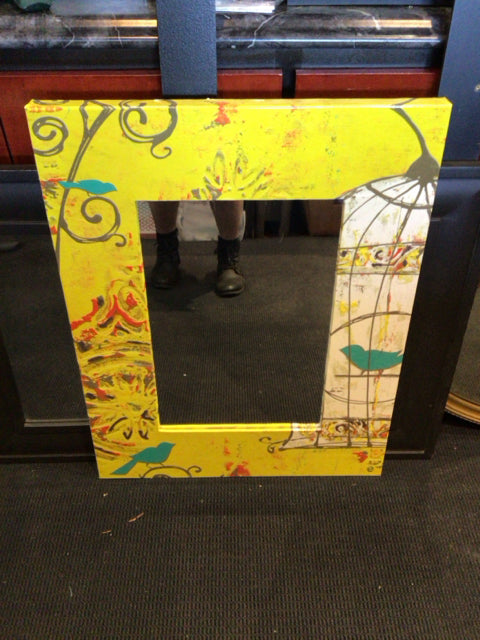 Shadow Box Yellow/Blue Bird Mirror