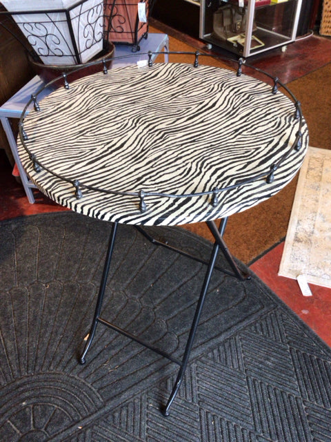 Folding Wood/Metal Zebra Black/White Table