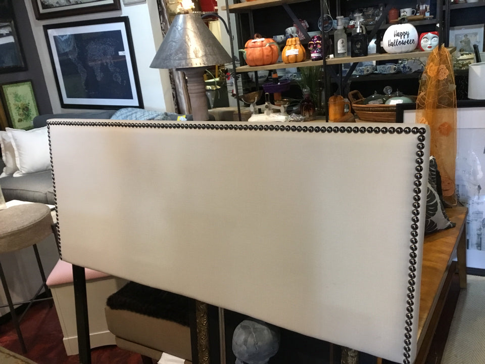 Full Upholstered NailHead Cream Headboard