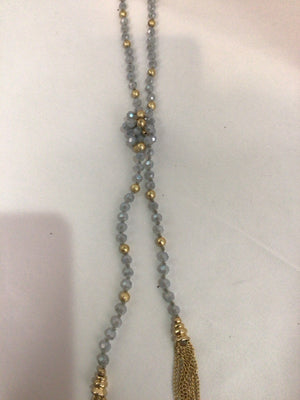 Gray/gold Beaded Necklace