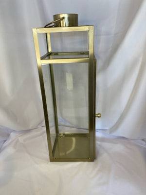 Pottery Barn Brushed Gold Metal/Glass Lantern