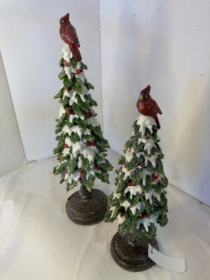 Christmas Green Resin Tree Pair Holiday Item