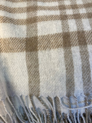 Villa Firenze Tan/Gray Wool Cotton Plaid Blanket