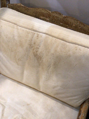 Thomasville Wood/Leather Brown/Cream Chair & Ottoman