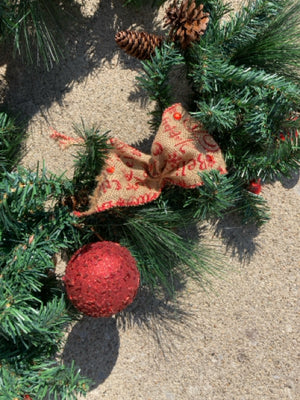 Garland Green/Red Ornaments Pinecones Holiday Item