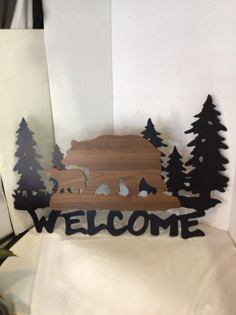 Brown/black Metal/Wood Wall Hanging Art