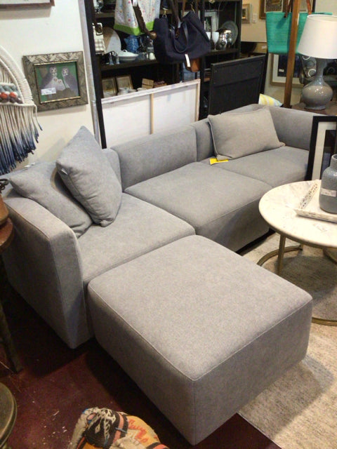 Modular Tweed 4 Piece Set Gray Sectional Sofa