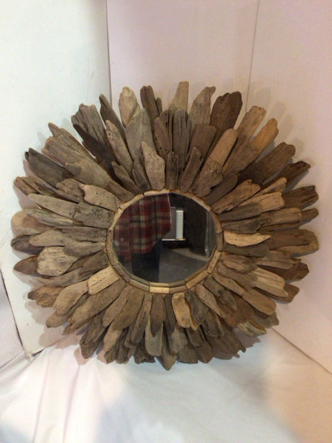 Natural Driftwood Round Mirror
