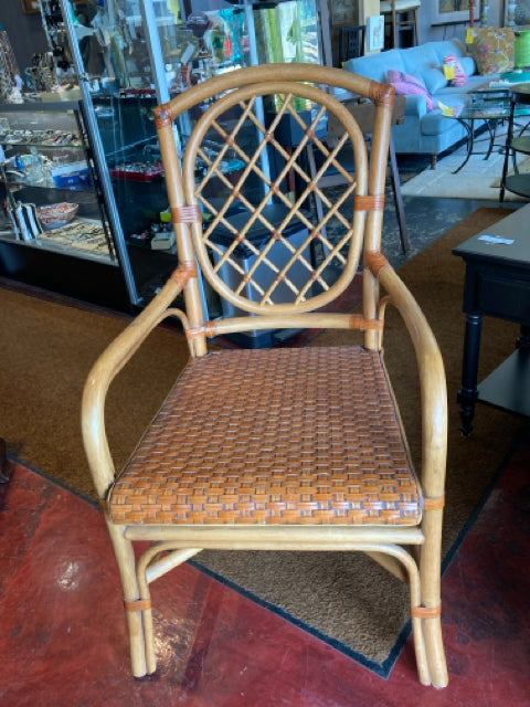Open Arm Rattan Tan/Brown Chair