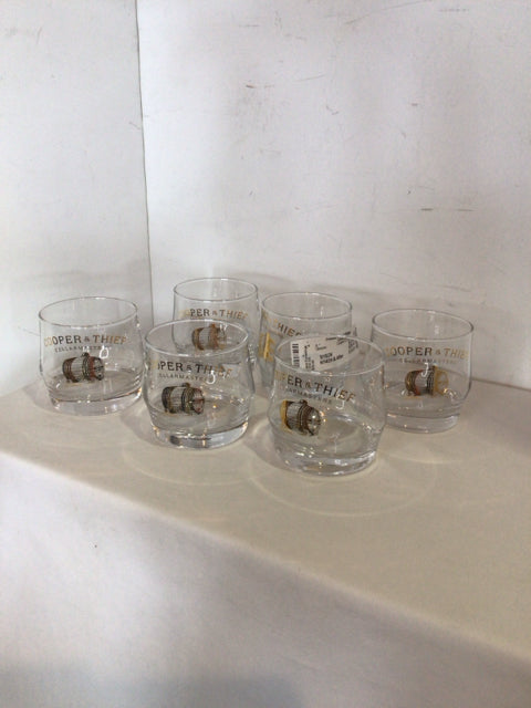 Cooper & Thief Set of 6 Clear/Gold Glass Glasses