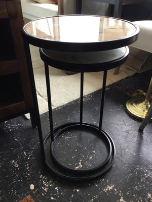 Nesting Metal 2 Piece Black/Cream Table